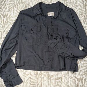 Women's Grey Button-Front Shirt